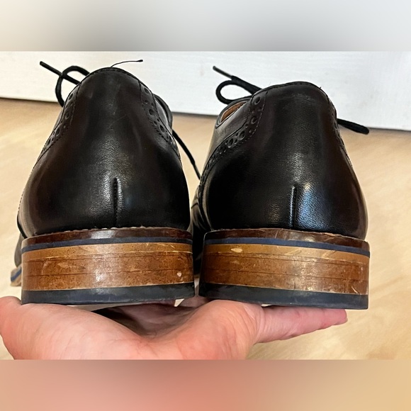 Johnston & Murphy Black Oxford Dress Shoes Lace Up Leather Mens 11.5 EUC - Picture 9 of 12